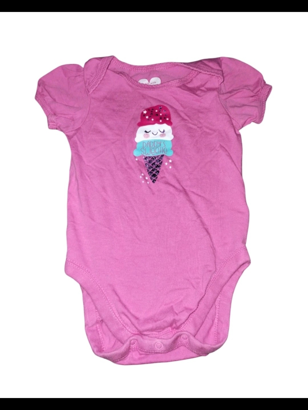 Place Pink Puff Sleeve Ice Cream Graphic Bodysuit